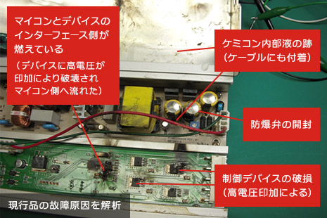 現行品の故障原因を解析